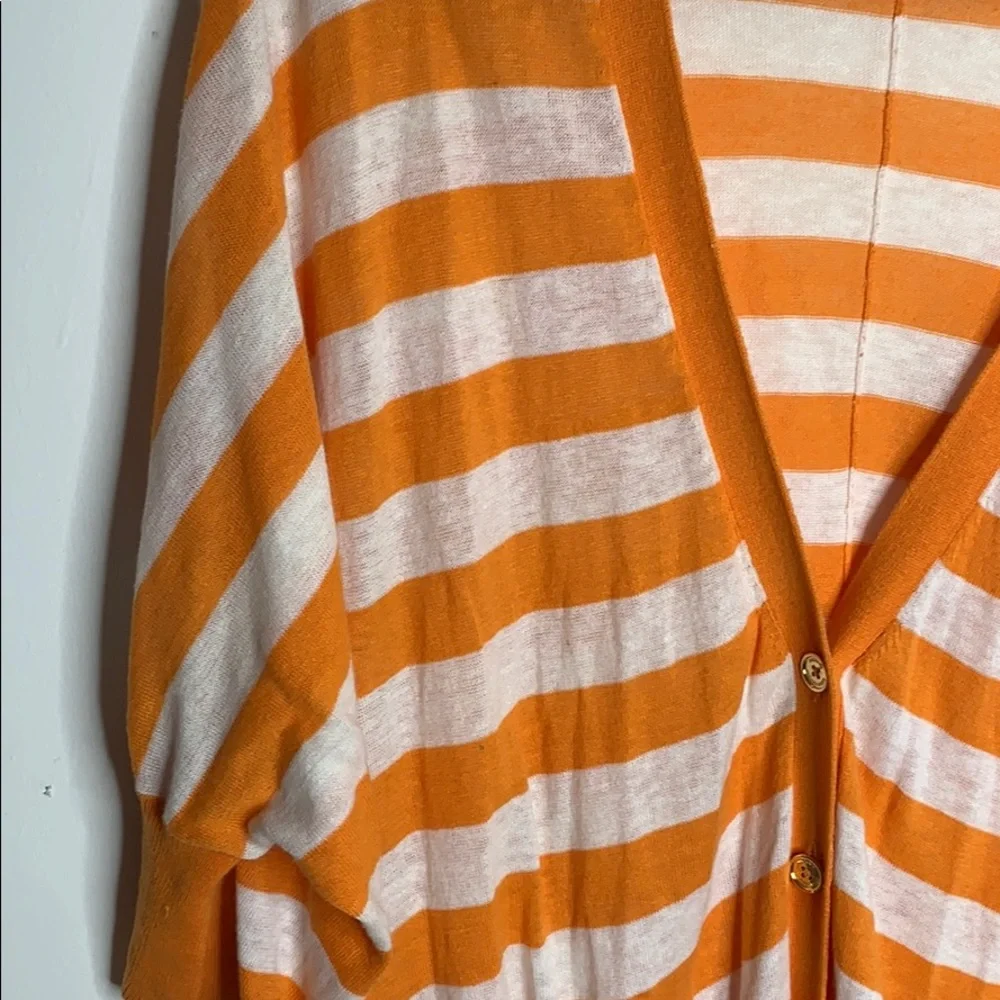 Michael‎ Kors orangewhite striped slouchy cardigan